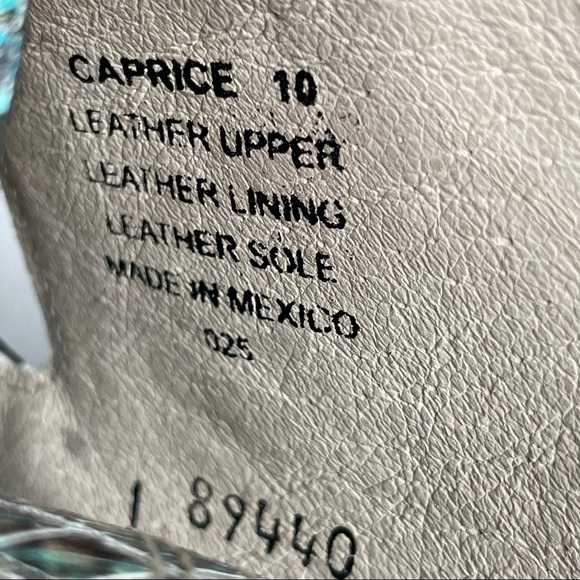 Freebird by Steven Caprice Heeled Leather Sandals Turquoise Multi Snake Size 10 - Picture 14 of 14